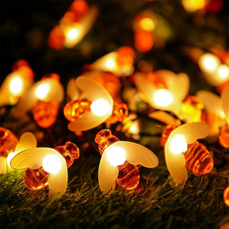 Decoratiuni - Instalatie Solara Decorativa Albine cu LED M375-6,  50 Albine Luminoase, Lumina Cald