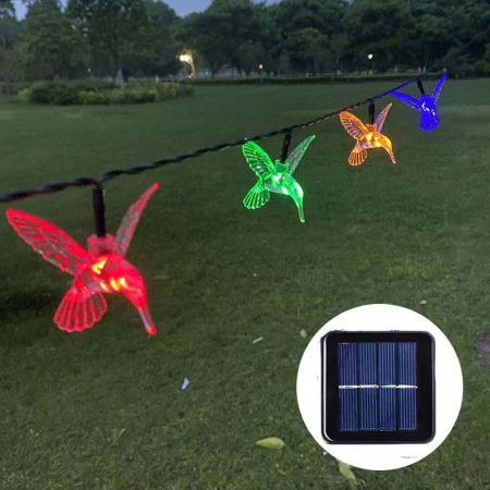 Lampi Solare - Set 2x Instalatie Solara Decorativa PASARI cu LED – 20 Pasari Luminoase, Lumina RECE