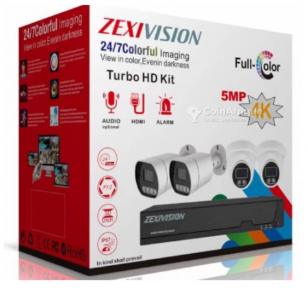 Camere Supraveghere - Kit Supraveghere Video Zexivision Turbo HD 5MP Full-Color 4K, Audio, HDMI, Alarmă Integrată, Vizualizare în Timp Real