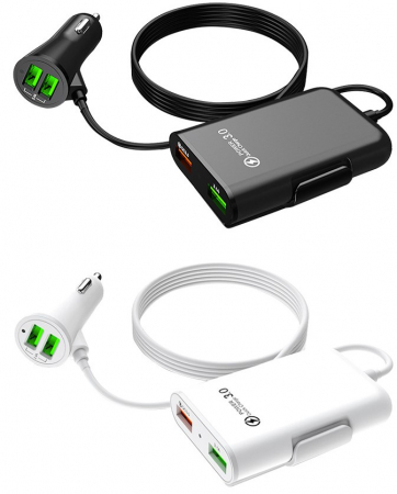 Accesorii Auto - Pachet 1+1 Incarcator auto, 4 in 1, 12V/32V USB QC3.0, 40W, cablu de 1,7 m