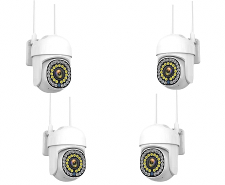 Camere Supraveghere - Pachet 4 x Cameră de Supraveghere Smart WIFI, 36 LED-uri, HD, Viziune Nocturnă cu Infraroșu și Protecție IP66, Transmisie Live pe Telefon
