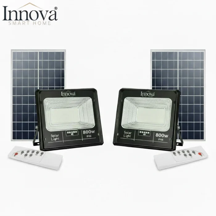 LAMPI SOLARE - Proiector LED INNOVA 800 W Cu Panou Solar si telecomanda, IP66 + Cadou Surpriza