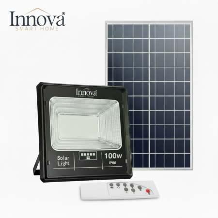 LAMPI SOLARE - Proiector Solar Innova 100W , IP66 , Indicator Batarie , Telecomanda , 6500k , 3 Ani Garantie