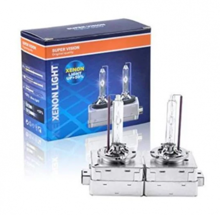 Auto - Moto - Set 2 Becuri Xenon D1S White pentru Faruri Auto – 35W, 6000K, cu Suport Metalic