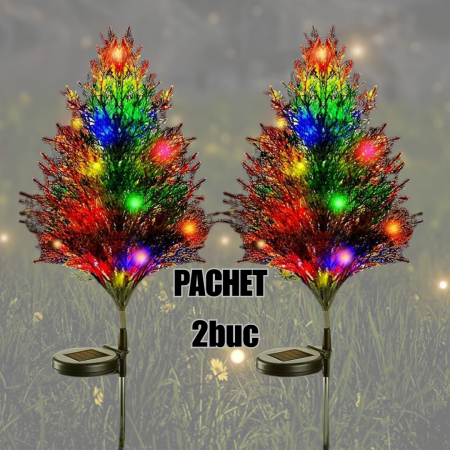 Super Oferte % - Set 2 Copaci Tuia Solari cu Lumini LED – Magia Sărbătorilor în Grădina Ta