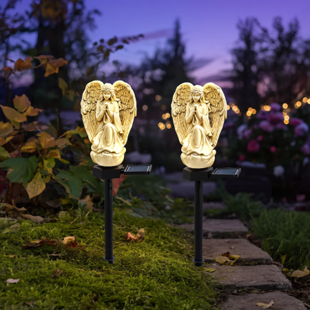 LAMPI SOLARE - Set 2 Lampi Solare Decorative Inger cu LED, Iluminare Automata, Rezistente la Intemperii, IP44, 45 cm