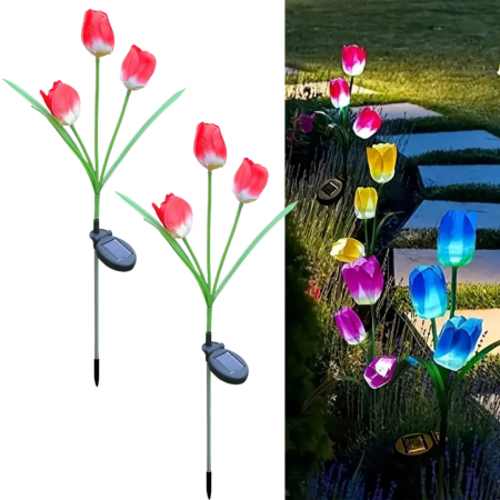 Pachete Promotionale - Set 2 Lampi Solare Lalele Decorative, 70cm, IP66, LED cu Senzor Lumina