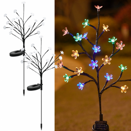 Lampi Solare Decorative - Set 2 Lampi Solare Decorative Ramura cu Flori LED, 65cm, IP66