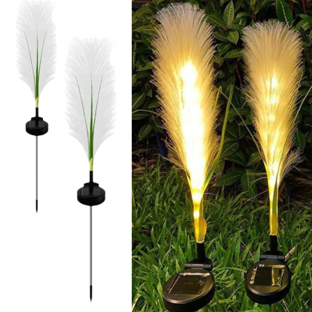 Decoratiuni - Set 2 Lampi Solare Decorative tip Iarba Pampas cu LED M374-22, 70cm, lumina calda, IP66