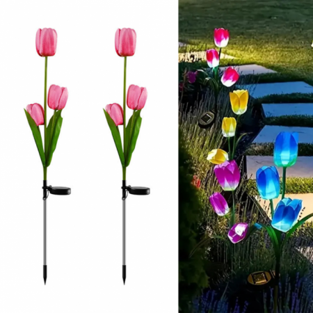 Pachete Promotionale - Set 2 Lampi Solare Lalele Decorative, 70cm, IP66, LED cu Senzor Lumina