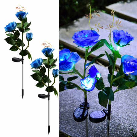 Pachete Promotionale - Set 2 x Lampi Solare Trandafir cu 3 Flori LED – Decor Elegant de Gradina, Tarus si Panou Solar