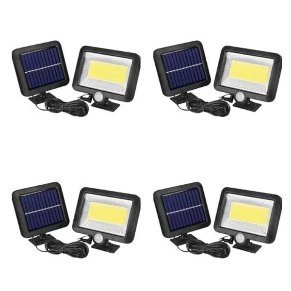 Pachete Promotionale - !Set 4 x Proiectoare Solare cu Panou Separat Si Senzor de Miscare 96 COB + Telecomanda +cadou o lampa solara