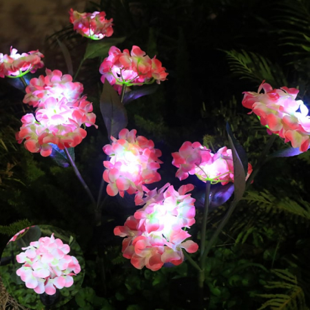 Pachete Promotionale - Set 2x Lampa Solara Decorativa Hortensie, 70cm, iluminare LED, IP66, panou solar integrat