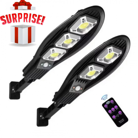 Pachete Promotionale - Set 2x Lampa Solara Stradala 200W, Senzor de miscare, Senzor de lumina cu Telecomanda + Cadou Surpriza