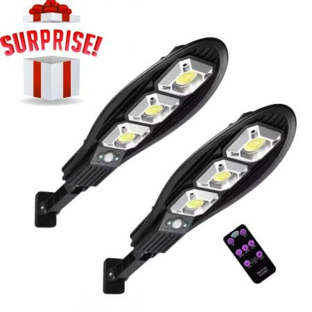 Pachete Promotionale - Set 2x Lampa Solara Stradala SKY 200W, Senzor de miscare, Senzor de lumina cu Telecomanda + Cadou Surpriza