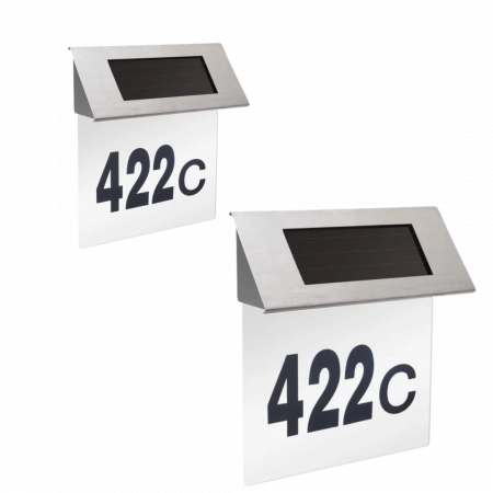 Pachete Promotionale - Set 2x Numar de casa din inox, cu iluminare LED si alimentare solara