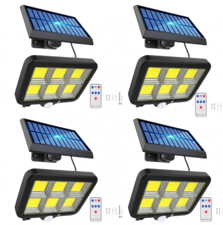 #ULTIMA SANSA - Set 4 x Lampa Solara 50W - 96 LED COB, cu PANOU DETASABIL + Cadou Surpriza