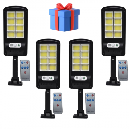 LAMPI SOLARE - Set 4x Lampi Solare Stradale LED Astro by Innova, 160 LED COB, Senzor, Telecomandă, IP66, Cadou + Garanție 3 Ani