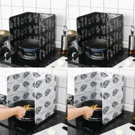 Pachete Promotionale - Set 4x Panou pliabil din aluminiu pentru protecție aragaz / bucatarie, 2x negru și 2x alb