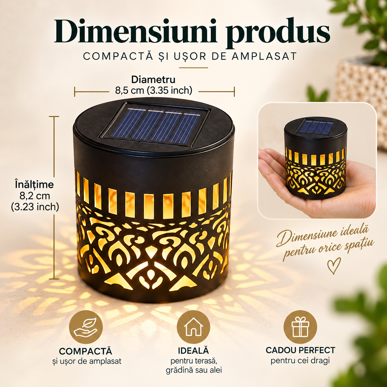 Lămpi solare decorative de perete cu proiecție Mandala, alb cald sau multicolor, IP65 - Set 2, 4 sau 8 bucăți [5]