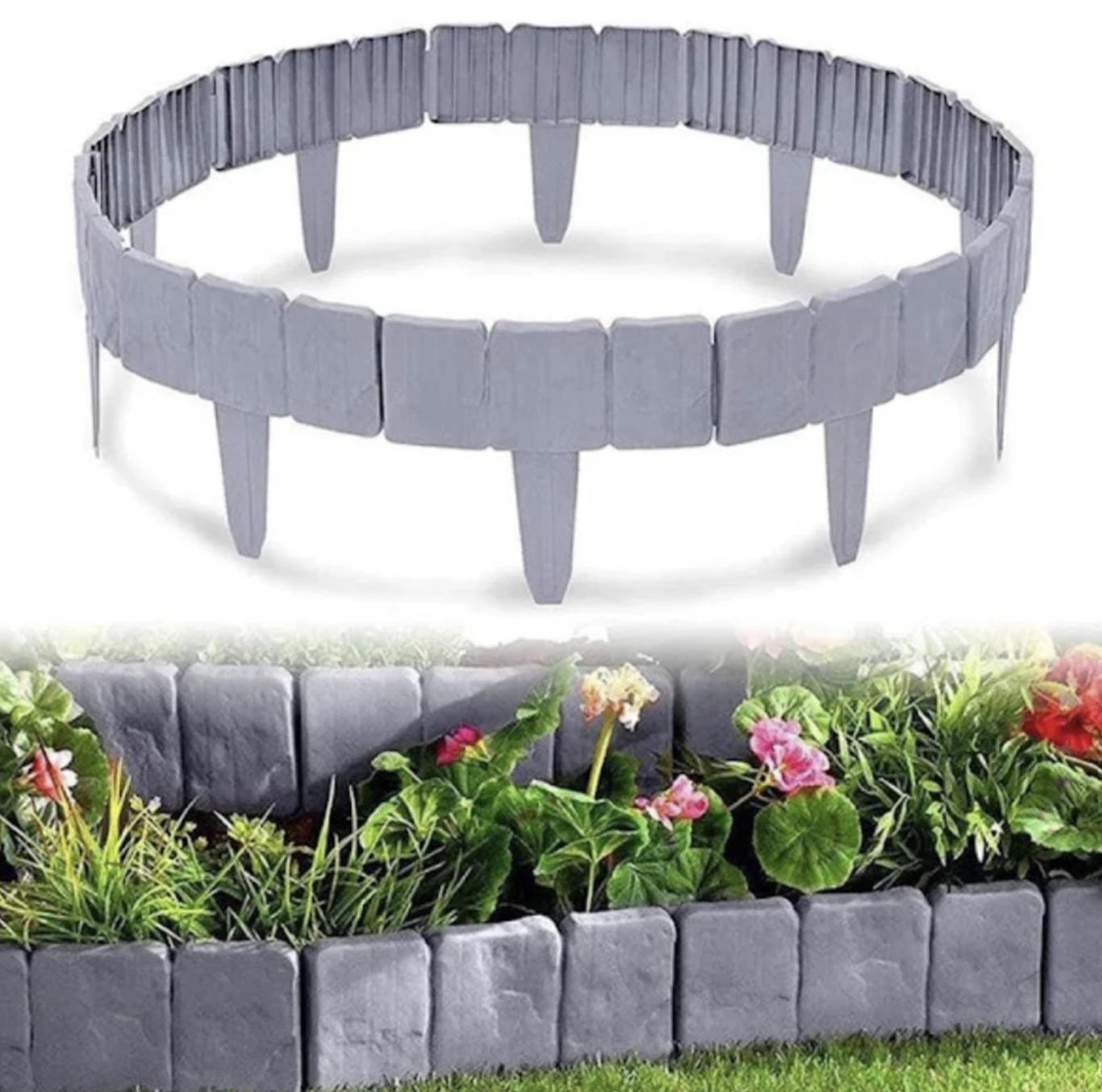 Set 10 x Gard Decorativ cu Aspect de Piatra Pentru Gazon sau Flori [3]