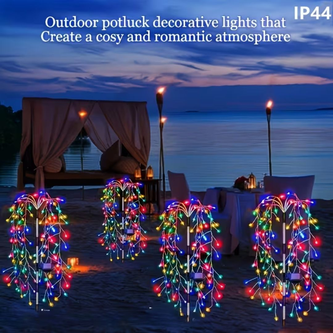Set 2 Lampi Solare Decorative tip Salcie pentru Curte si Gradina, 120 LED-uri, Lumina Calda / Rece / Multicolor [8]