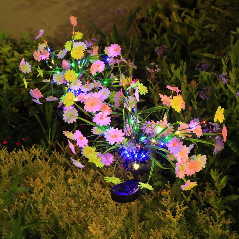 Set 2 Lampi Solare tip Buchet de Margarete Decorative M374-4, 70cm, lumina colorata, IP66, panou solar integrat [3]