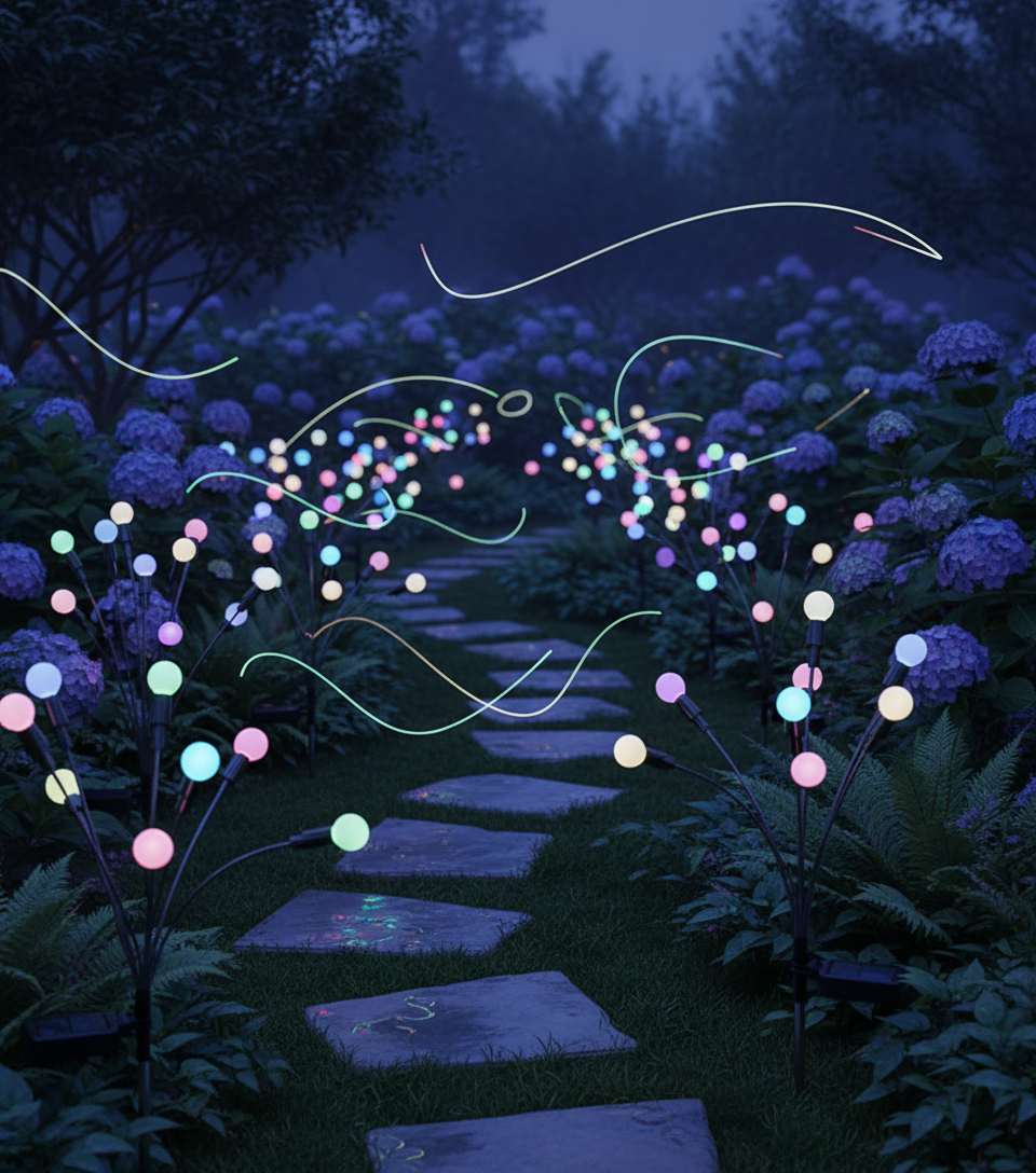 Set de 8 Lămpi Solare de Grădină cu Licurici Multicolor/Alb Cald – Eleganță și Magie în Spațiul Exterior - Copie [10]