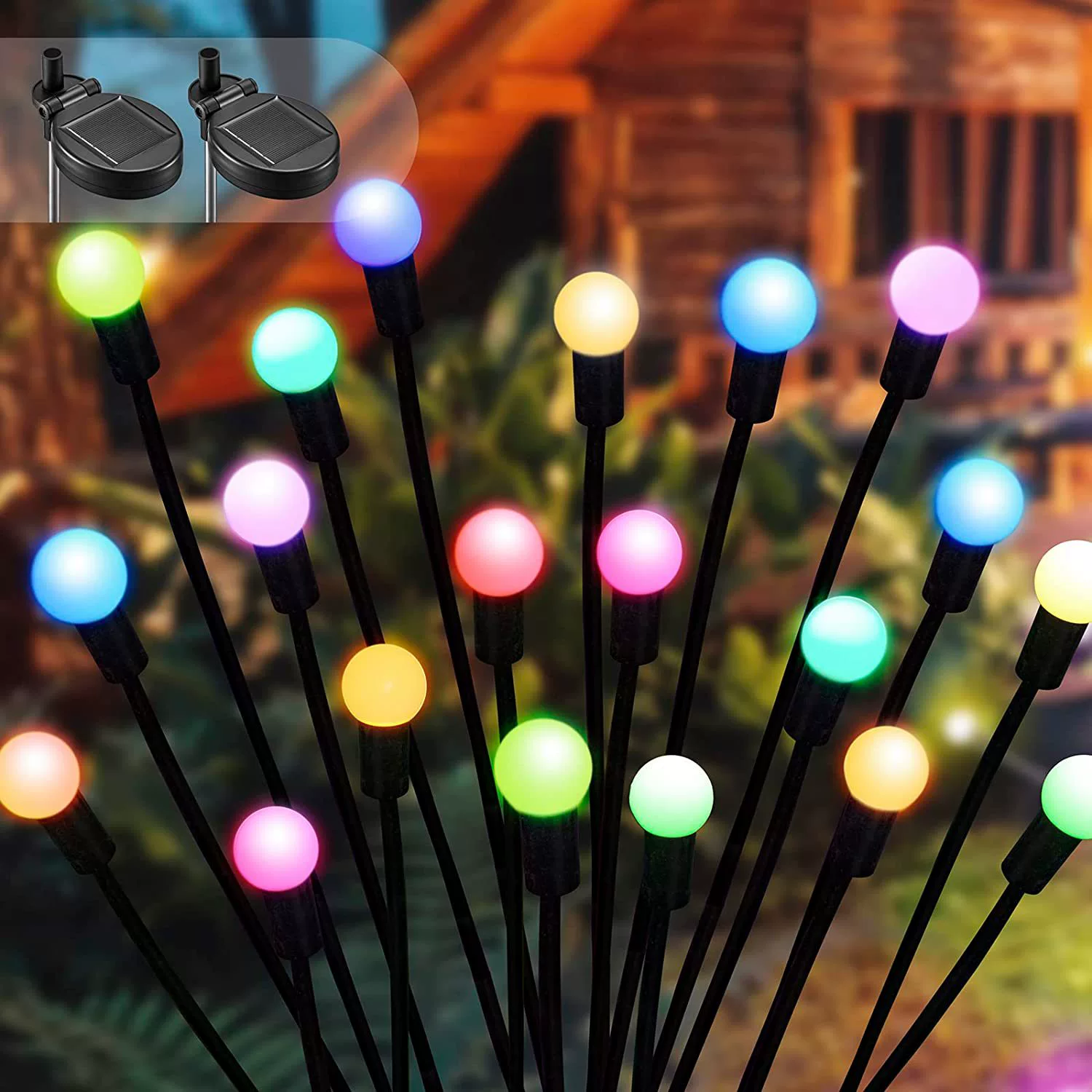 Black Friday - Set de 8 Lămpi Solare de Grădină cu Licurici Multicolor/Alb Cald – Eleganță și Magie în Spațiul Exterior [7]