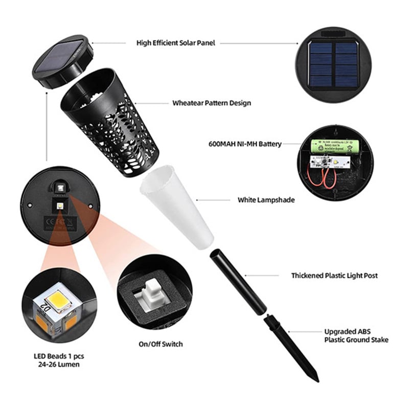 Set de 6 Torțe Solare Bali Acumulator Incorporat cu Iluminare Albă sau Multicolor , Ip 44 [9]