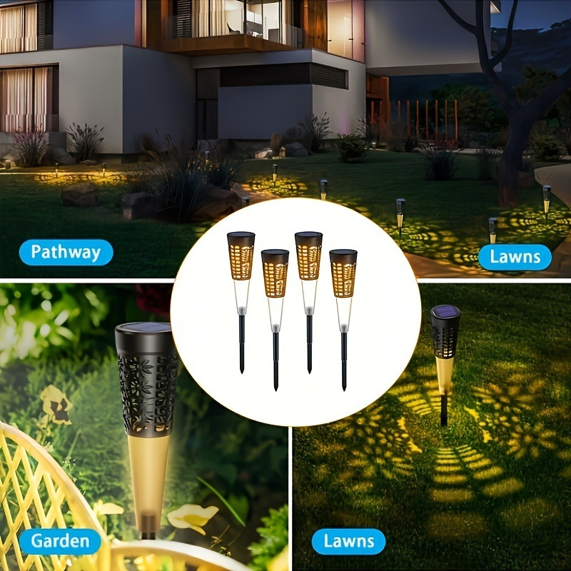 Set de 6 Torțe Solare Bali Acumulator Incorporat cu Iluminare Albă sau Multicolor , Ip 44 [10]