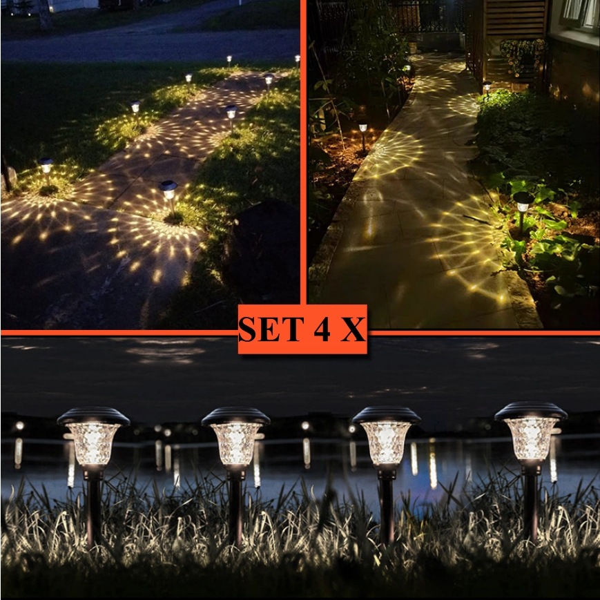 Set Elegant de 4 Lămpi Solare Torino din Sticlă și Metal cu Acumulator Incorporat [5]