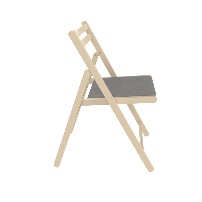 IGOR Folding Wooden Chair, Upholstered in Beige Cotton [3]