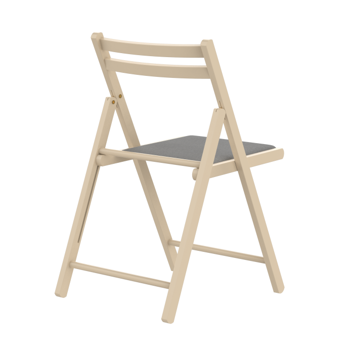 IGOR Folding Wooden Chair, Upholstered in Beige Cotton [2]