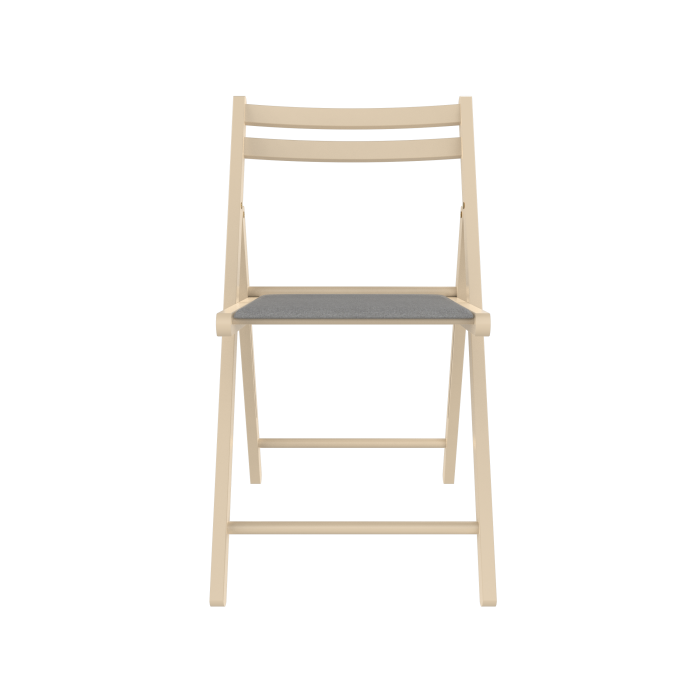 IGOR Folding Wooden Chair, Upholstered in Beige Cotton [4]