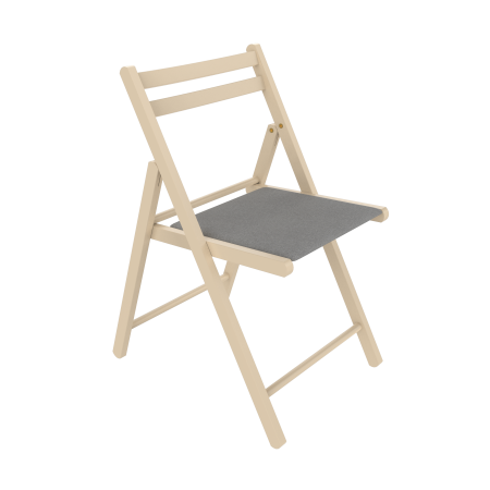 IGOR Folding Wooden Chair, Upholstered in Beige Cotton [0]