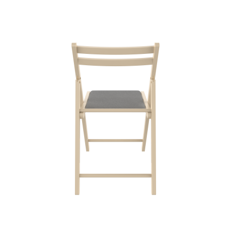 IGOR Folding Wooden Chair, Upholstered in Beige Cotton [4]