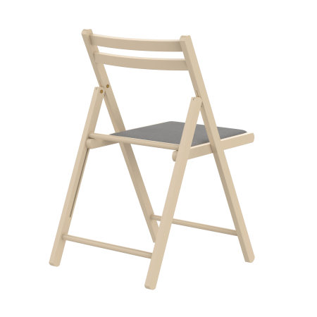 IGOR Folding Wooden Chair, Upholstered in Beige Cotton [1]