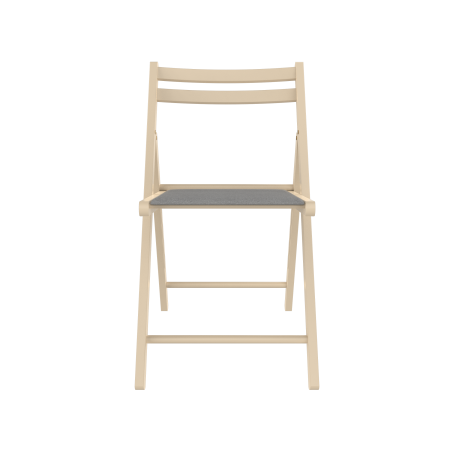 IGOR Folding Wooden Chair, Upholstered in Beige Cotton [3]