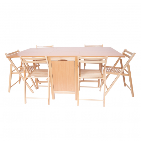 Set masa si scaune din lemn CUCINA 6P natur [0]