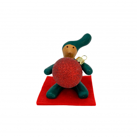 Figurine - figurina-din-ceramica-de-arges-realizata-manual-argcoms-fabrica-lui-mos-craciun-spiridus-cu-glob-6771-6776