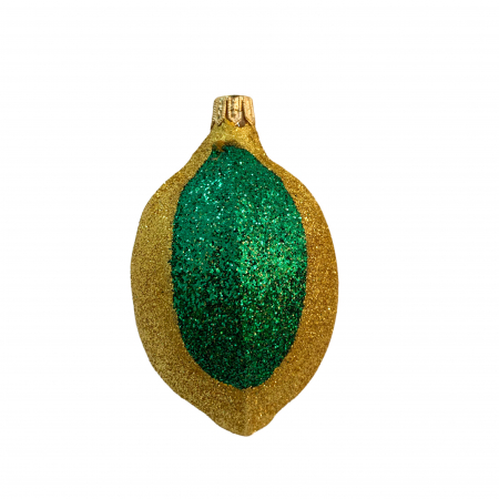 Figurine - figurina-din-sticla-suflata-si-pictata-manual-argcoms-fabrica-lui-mos-craciun-lamaie-galben-verde-6705