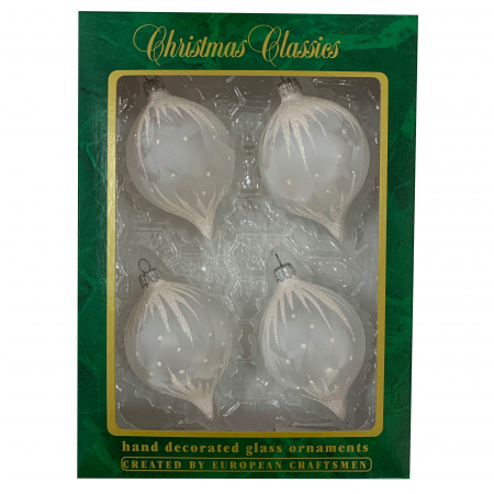Ø70 - set-4-globuri-clasice-din-sticla-suflate-si-pictate-manual-argcoms-fabrica-lui-mos-craciun-flori-de-gheata-turturi-albastre-albe-rosii-70-mm-ovale-6760-6762