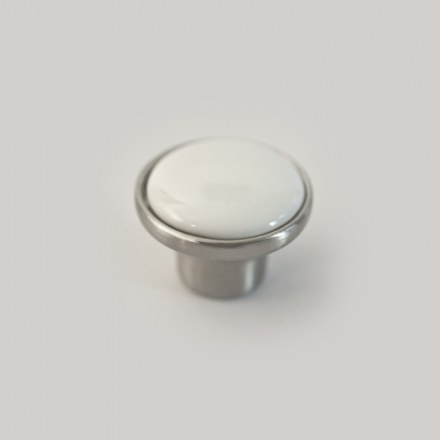 Buton 8904, finisaj Inox + portelan alb, D32mm. [1]