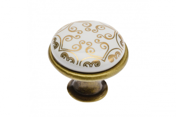 Buton D28mm, finisaj Antichizat + portelan Gold Orient. [1]