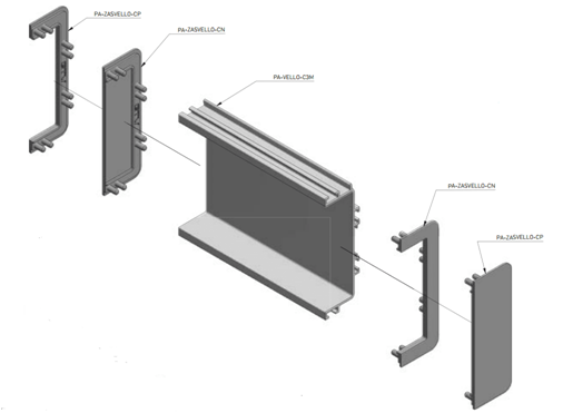 Capac inchis profil VELLO "C", finisaj inox periat. [2]