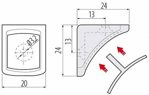Conector de colt, cu capac, alb, 24x24x20mm. Set 20 buc [2]