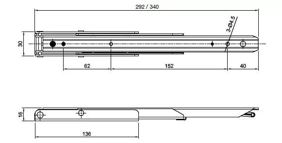 Consola rabatabila, alba, 340x135x21mm [2]