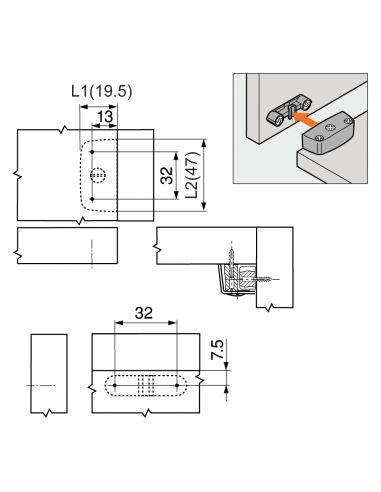 Demontabil de colt BLUM, alb. Set 8 buc [2]