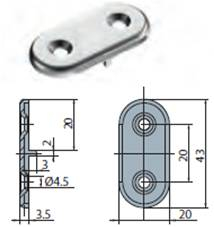 Element cuplare fronturi, metal nichelat, 43mm [1]